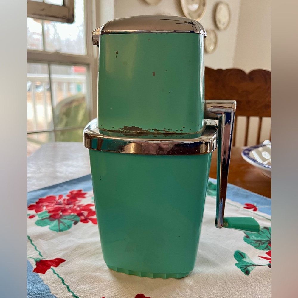 - Vintage Sears ice crusher, 1950s maid of honor, turquoise